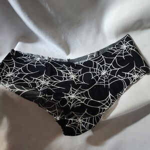 BNWT PINK/Victoria's Secret, Black Spider Web Print NO SHOW CHEEKSTERS